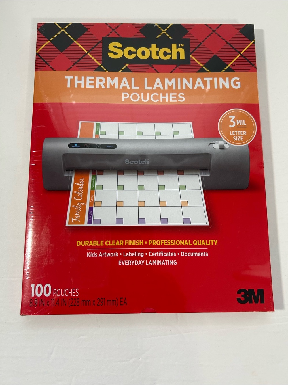 Scotch Thermal Laminating Pouches 3 Mil Letter Size  (100 Count) unopened pack